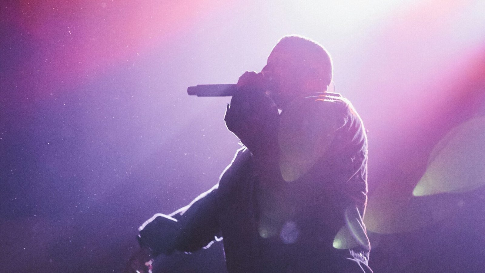 Rappeur interprétant un morceau sur scène lors du festival RACIN'ART